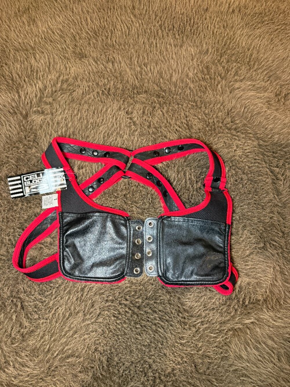 CellBlock 13 Men’s Black Red Neoprene Body Harness NWT
